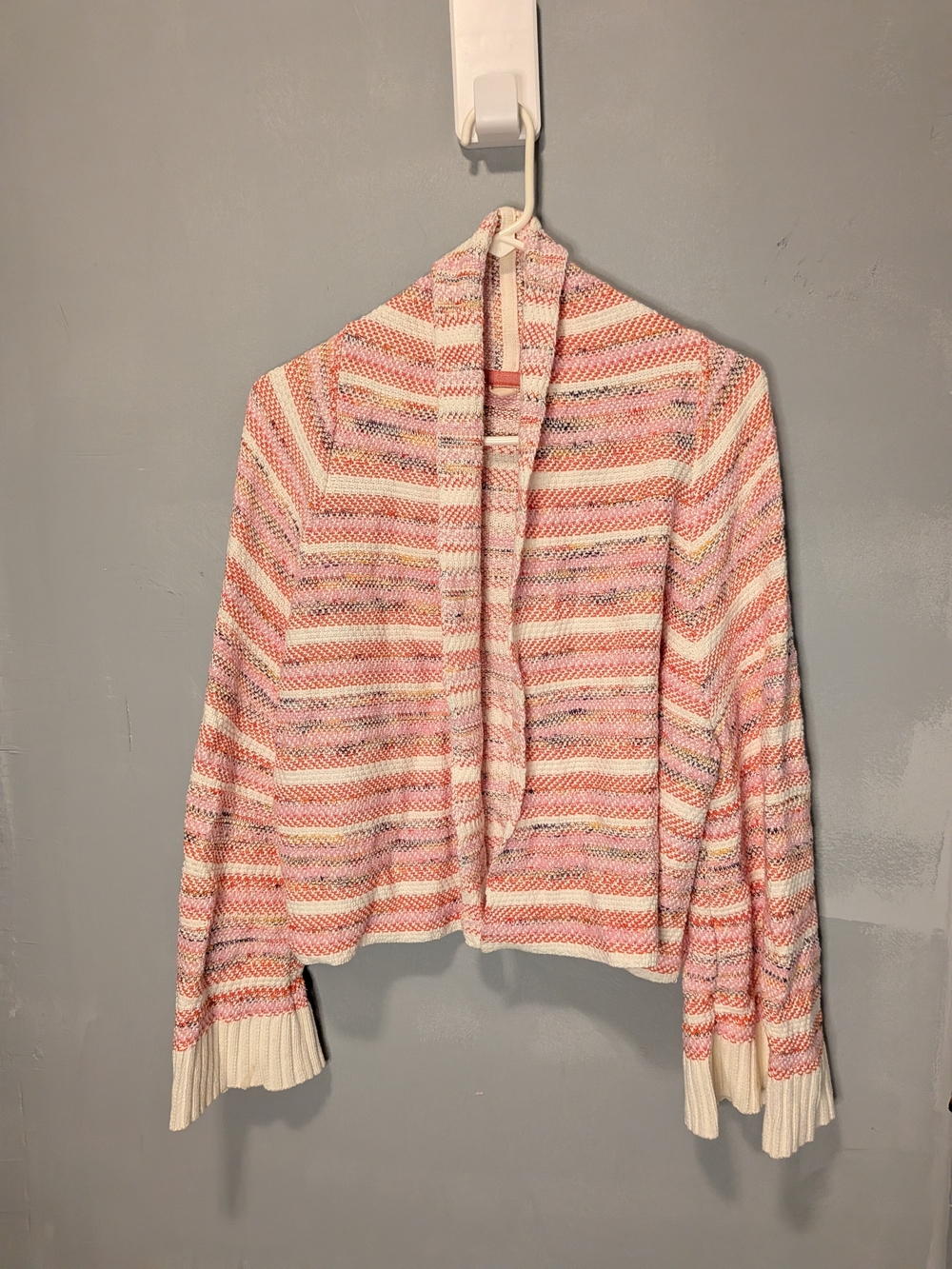 Moth Open-Front Striped Cardigan - Pink, Cream, Coral